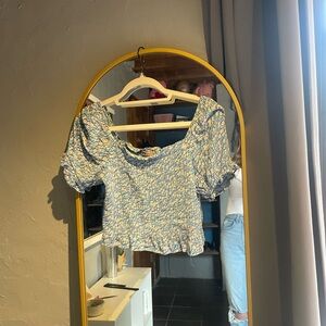 SO Blue Floral Off-Shoulder Blouse